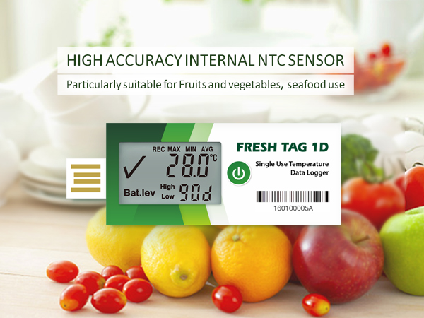 LCD Single Use Temperature Datalogger with PDF Report Fresh Tag 1D